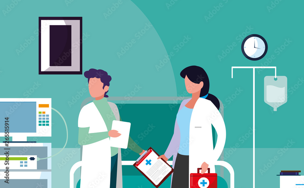 couple medicine workers in operating theater couple medicine workers in operating theater