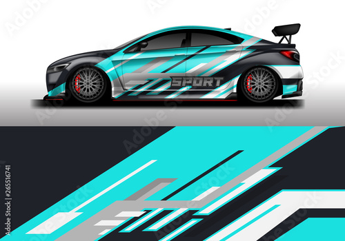 Car wrap decal rally design vector. Graphic abstract background designs for vehicle 