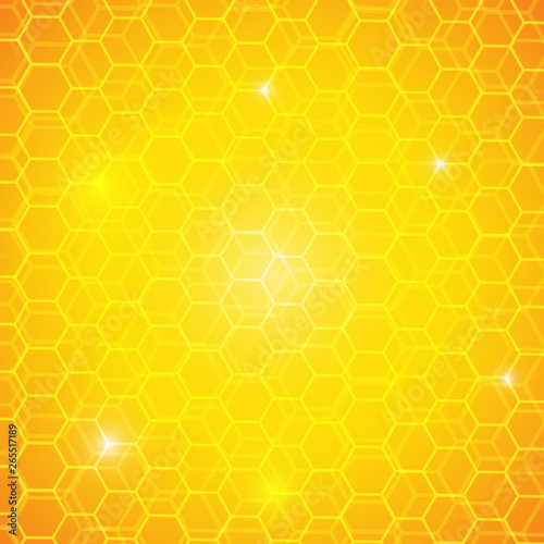 Vector : Honey comb on yellow orange background