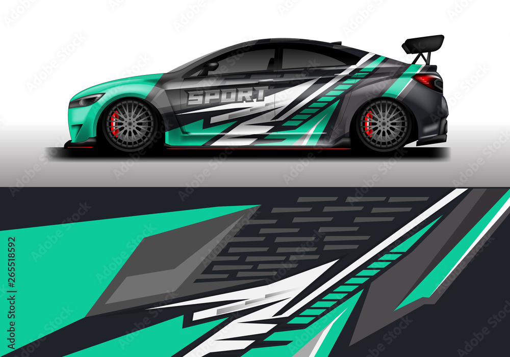 Car wrap decal rally design vector. Graphic abstract background designs for vehicle Car wrap decal rally design vector. Graphic abstract background designs for vehicle