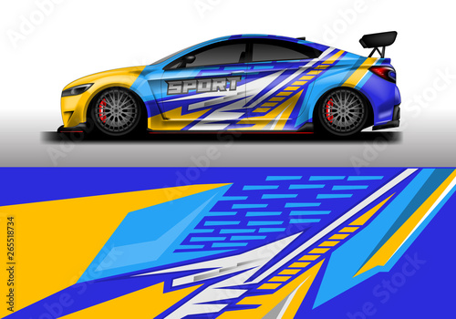 Car decal wrap vector designs. Truck and cargo van decal  company   rally  drift . Graphic abstract stripe racing background