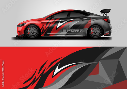 Car decal wrap vector designs. Truck and cargo van decal  company   rally  drift . Graphic abstract stripe racing background