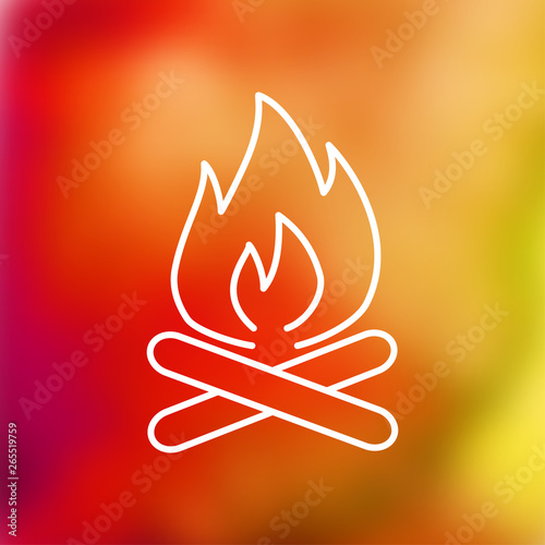 Burning bonfire illustration. Camping and traveling vector icon