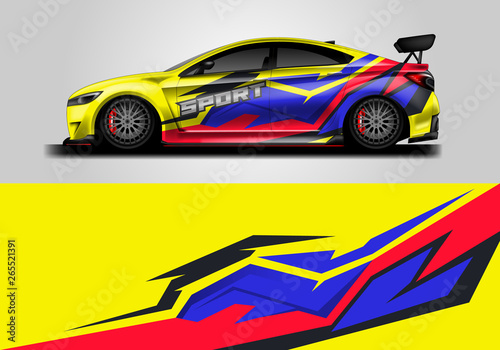 Car decal wrap vector designs. Truck and cargo van decal  company   rally  drift . Graphic abstract stripe racing background