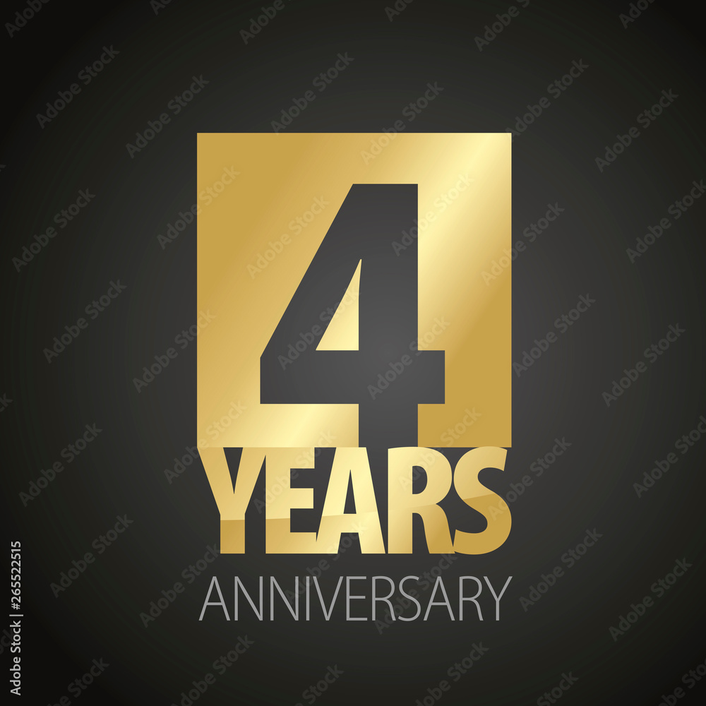 Fototapeta premium 4 Years Anniversary gold black logo icon banner