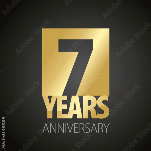 7 Years Anniversary gold black logo icon banner
