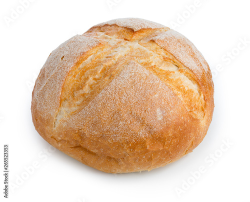 Traditional round bread isolated on a white background