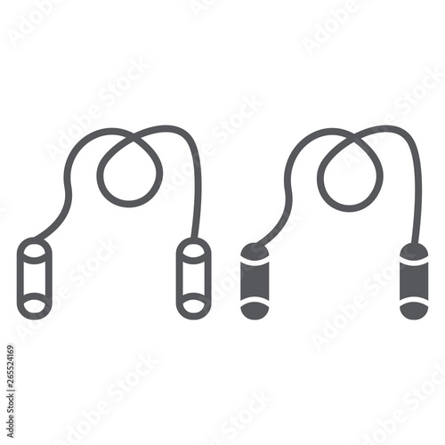 Jumping rope line and glyph icon, fitness and equipment, skipping rope sign, vector graphics, a linear pattern on a white background.