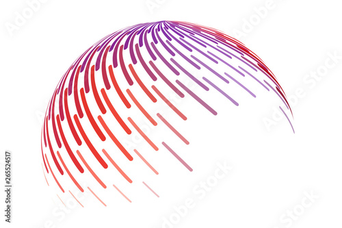 Striped globe. Round abstract circle vector sign.