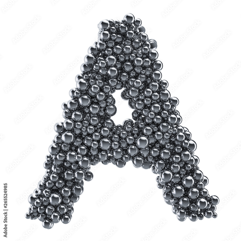 Metallic letter A from metal balls, 3D rendering Metallic letter A from metal balls, 3D rendering