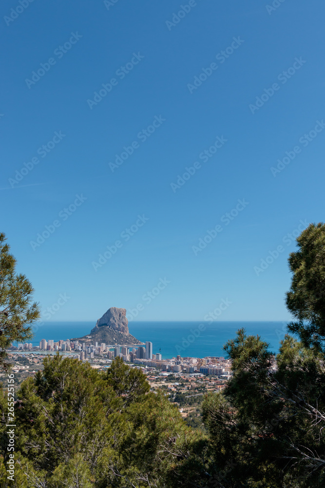 Panoramic view of Calpe, Alicante, with the 