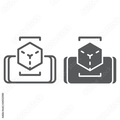 Augmented reality line and glyph icon, digital and game, virtual reality sign, vector graphics, a linear pattern on a white background.