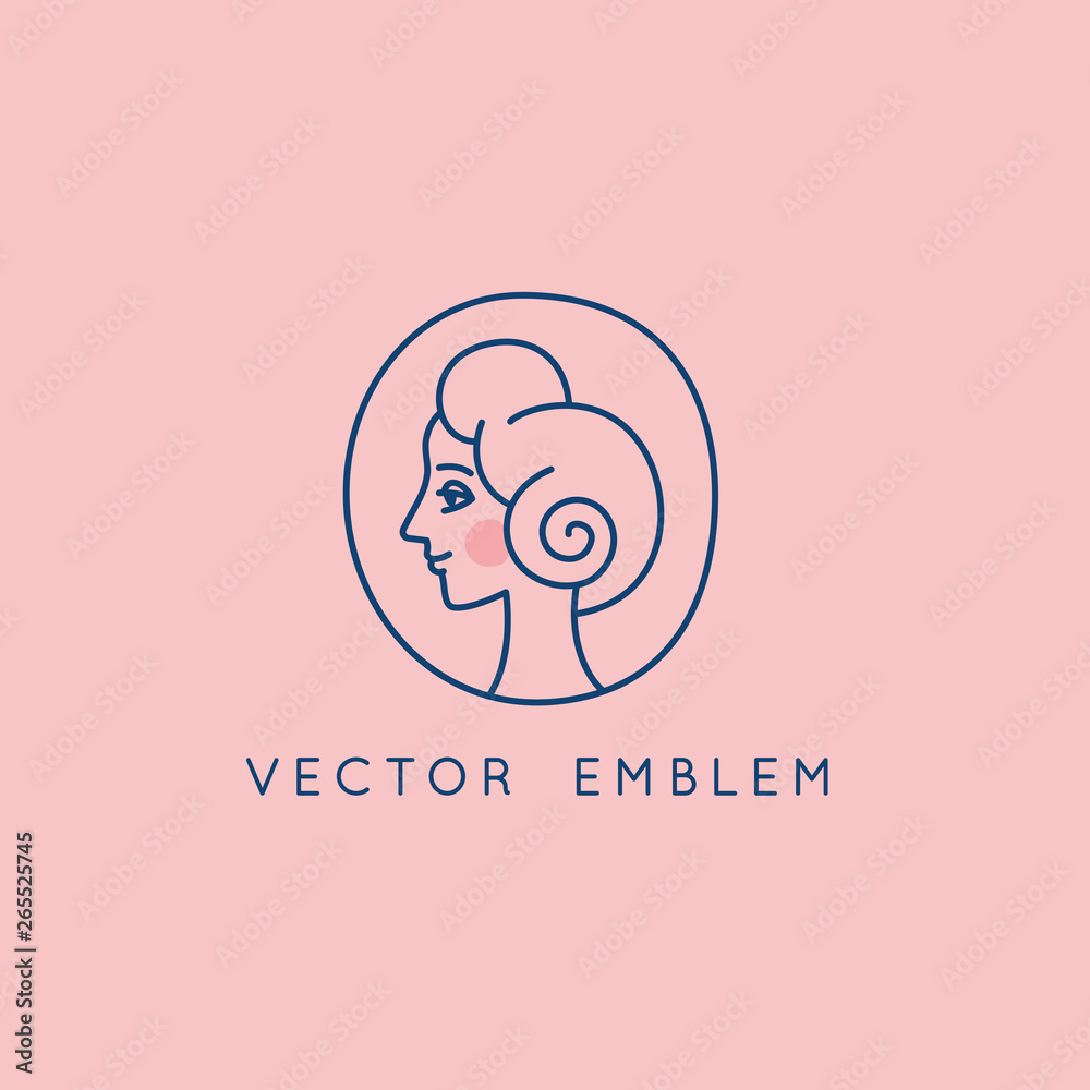 Vector abstract logo design template in trendy linear minimal style, emblem for beauty studio