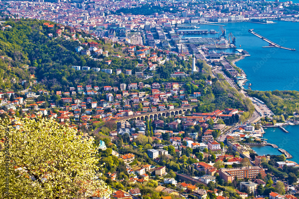City of Trieste panoramic aerial view
