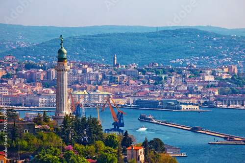 Trieste lighthouse and cityscape panoramic view