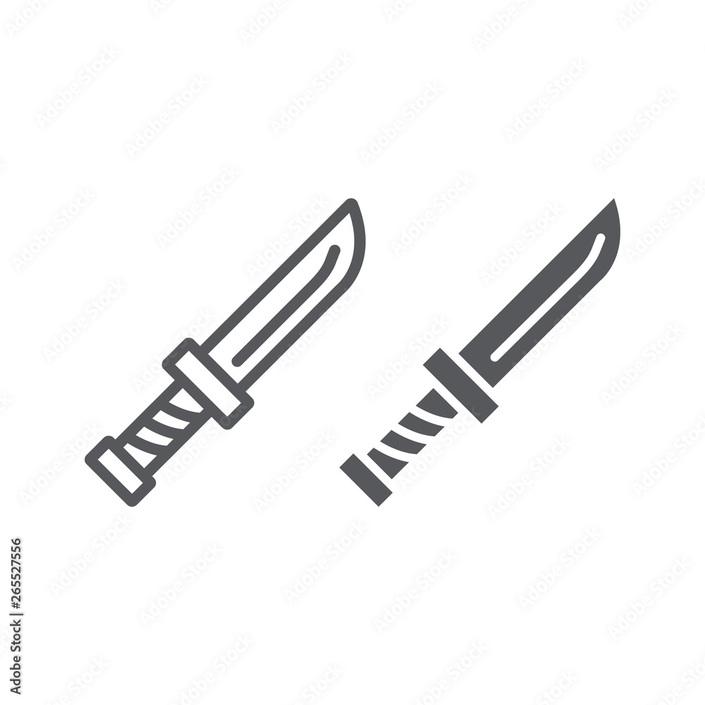 Knife line and glyph icon, sharp and cut, tool sign, vector graphics, a linear pattern on a white background.