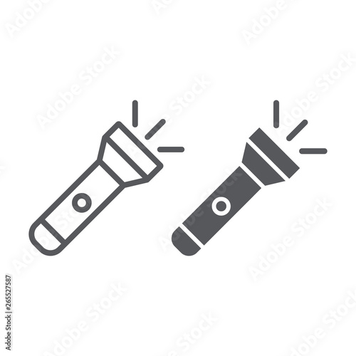 Flashlight line and glyph icon, light and lamp, torch sign, vector graphics, a linear pattern on a white background.