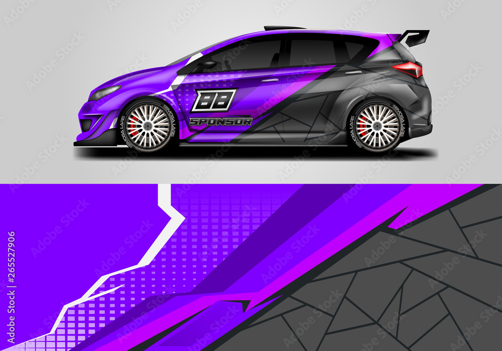 Car wrap livery decal vector , supercar, rally, drift . Graphic abstract stripe racing background . Eps 10 Car wrap livery decal vector , supercar, rally, drift . Graphic abstract stripe racing background . Eps 10