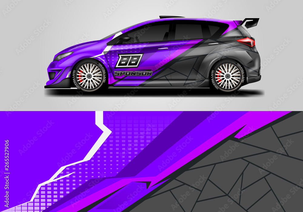 Car wrap livery decal vector , supercar, rally, drift . Graphic abstract stripe racing background . Eps 10 