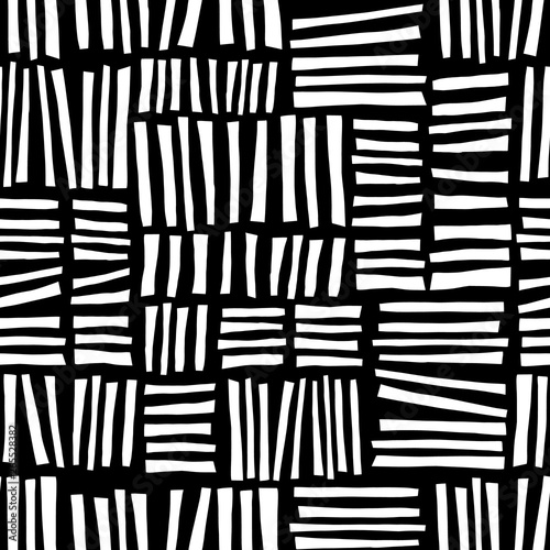Monochrome hand drawn blocks seamless vector abstract background black and white