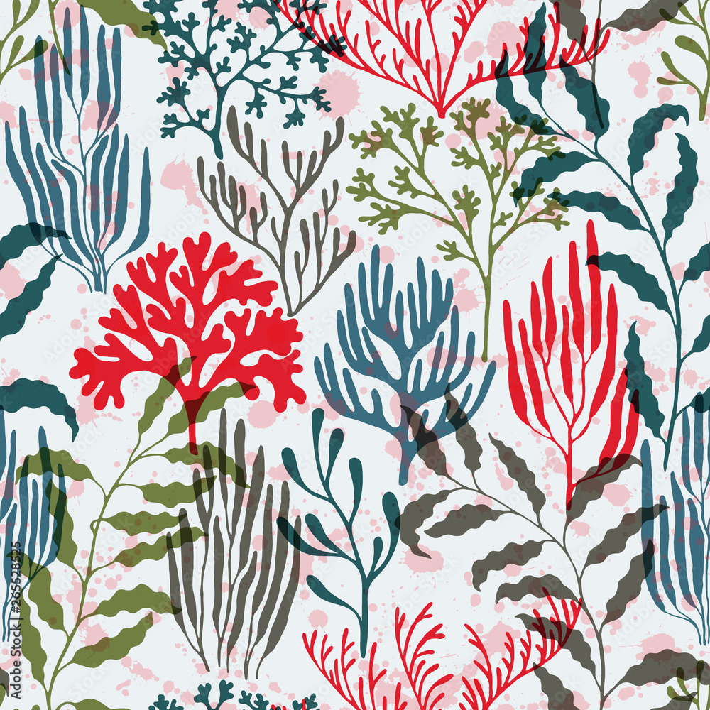 Coral reef seamless pattern., Abstract Great Barrier Reef corals background. Coral reef seamless pattern., Abstract Great Barrier Reef corals background.