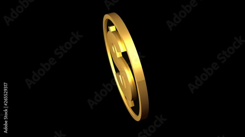 Rotating coin on black - business metaphor.