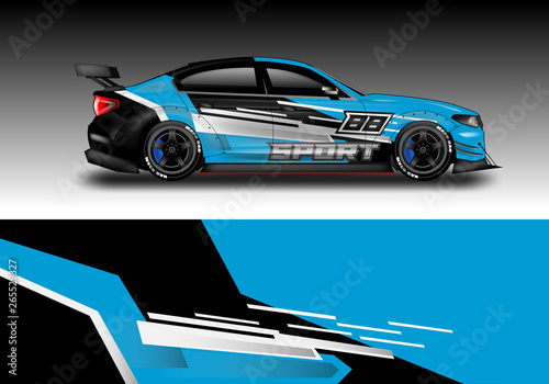 Wrap livery decal car vector   supercar  rally  drift . Graphic abstract stripe racing background . Eps 10