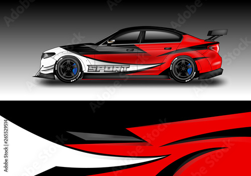 Wrap livery decal car vector   supercar  rally  drift . Graphic abstract stripe racing background . Eps 10