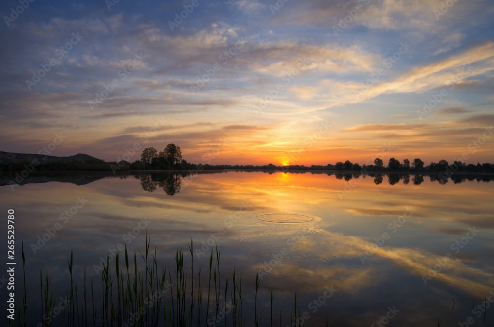 sunset over the lake