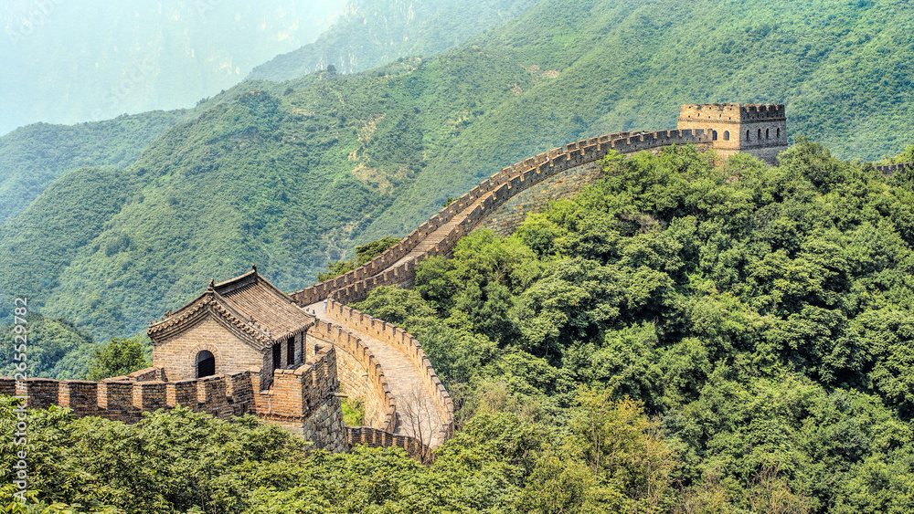 The majestic Great Wall in a lush green environment, Beijing, China
