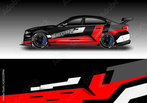 Wrap livery decal car vector   supercar  rally  drift . Graphic abstract stripe racing background . Eps 10