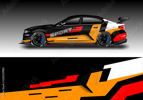 Wrap livery decal car vector   supercar  rally  drift . Graphic abstract stripe racing background . Eps 10