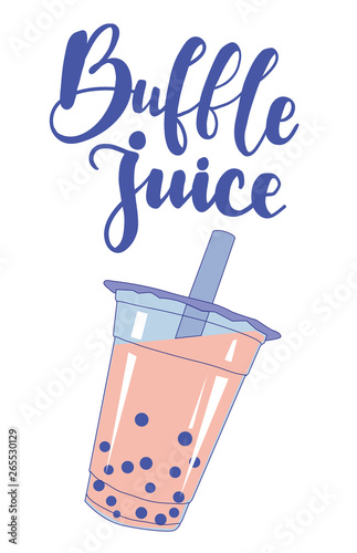 Bubble Tea or Milk Cocktail. Glass of drink. Vector illustration