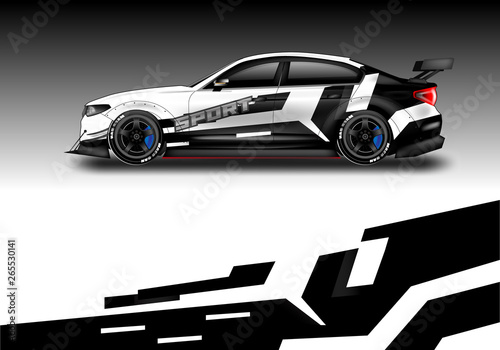 Wrap livery decal car vector , supercar, rally, drift . Graphic abstract stripe racing background . Eps 10