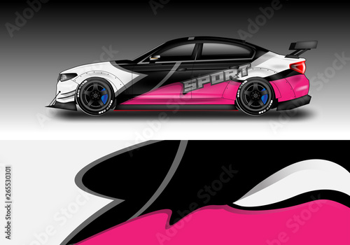 Wrap livery decal car vector   supercar  rally  drift . Graphic abstract stripe racing background . Eps 10