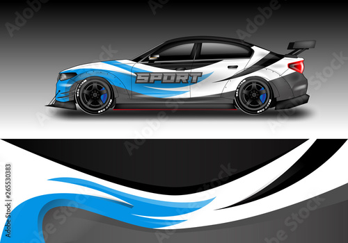 Wrap livery decal car vector , supercar, rally, drift . Graphic abstract stripe racing background . Eps 10 © Alleuy