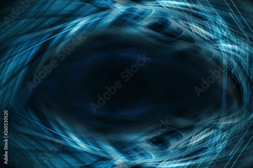 Abstract blue glowing lines on a dark background.