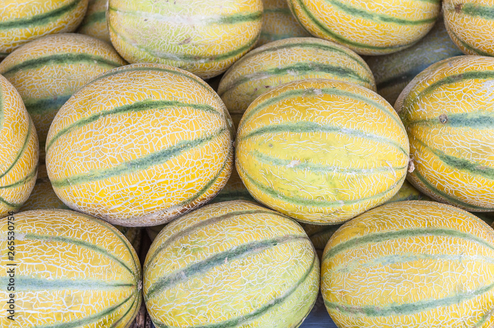 Melons sold at shuk hacarmel market, Tel Aviv, Israel