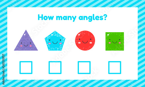 Geometric logical educational game for children of preschool and school age. How many angles