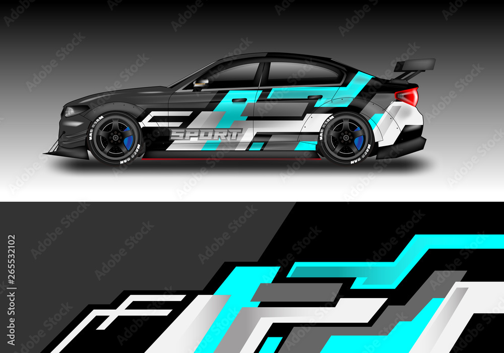 Car wrap designs vector . Background graphic . File ready to print and editable . Eps 10