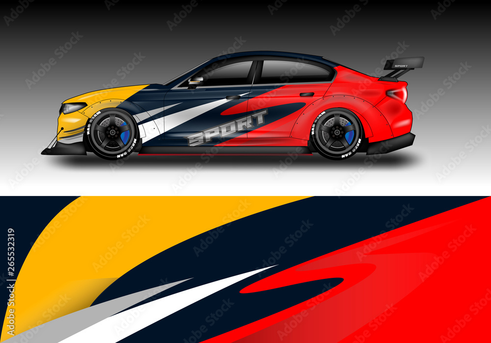 Fototapeta premium Car wrap designs vector . Background graphic . File ready to print and editable . Eps 10