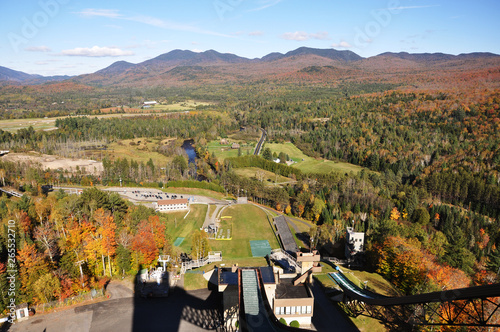 Принти на полотні Adirondack Mountains in fall, view from the Ski Jump observation deck in Lake Placid, Adirondack Mountains, New York State, USA
