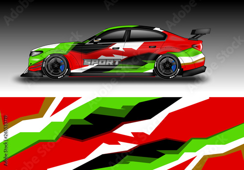 Livery decal car vector   supercar  rally  drift . Graphic abstract stripe racing background . File ready to print and editable .