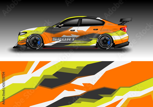 Livery decal car vector   supercar  rally  drift . Graphic abstract stripe racing background . File ready to print and editable .