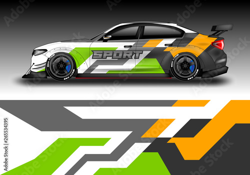 Livery decal car vector   supercar  rally  drift . Graphic abstract stripe racing background . File ready to print and editable .