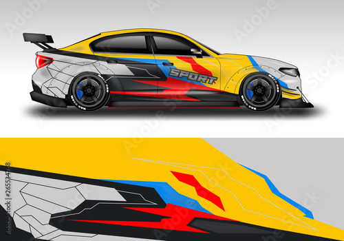 Livery decal car vector   supercar  rally  drift . Graphic abstract stripe racing background . File ready to print and editable .