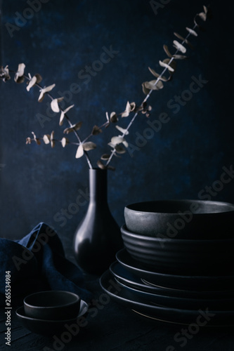 Dark ceramic dinnerware