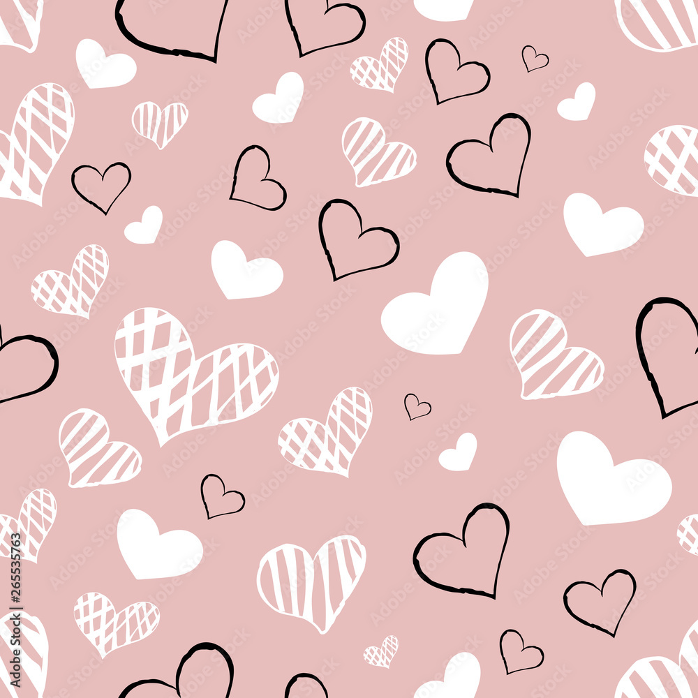 pattern with hearts black and white