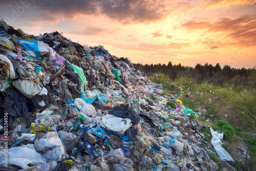Mountains of garbage on the landfill.