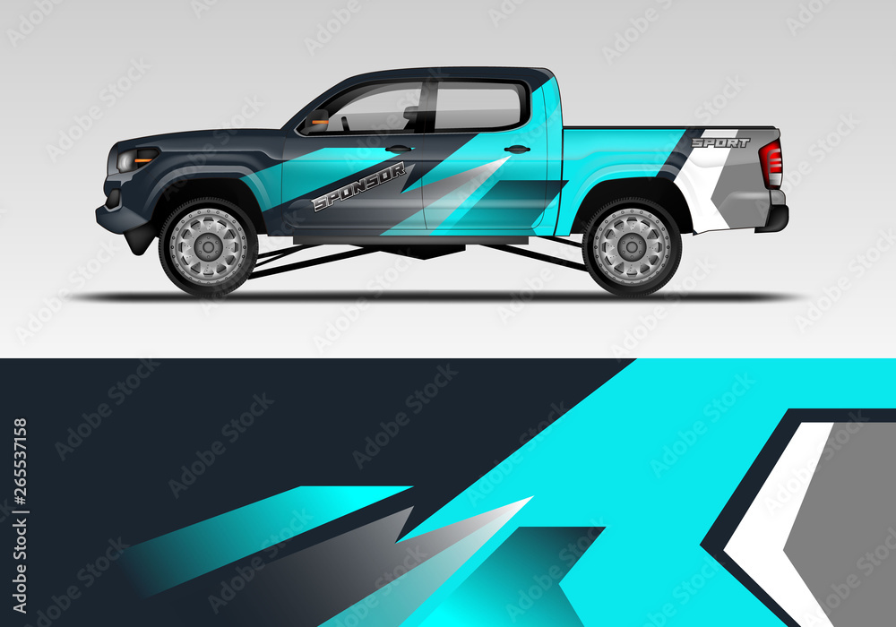 Racing car decal wrap vector designs. Truck and cargo van decal, company , rally, drift . Eps 10 